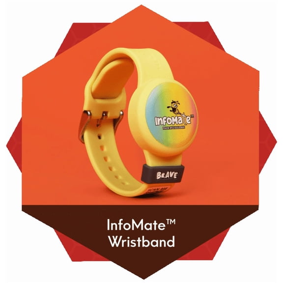 InfoMate by Zigglebee QR Code Medical Bracelet and AirTag Holder Wristband, Lime Green, Butterfly Clasp