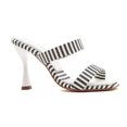thumbnail image 3 of Ladies High Slim Heels Sandals with Strip Pattern Print Casual Square Peep Toe Shoes Summer Beach, 3 of 6