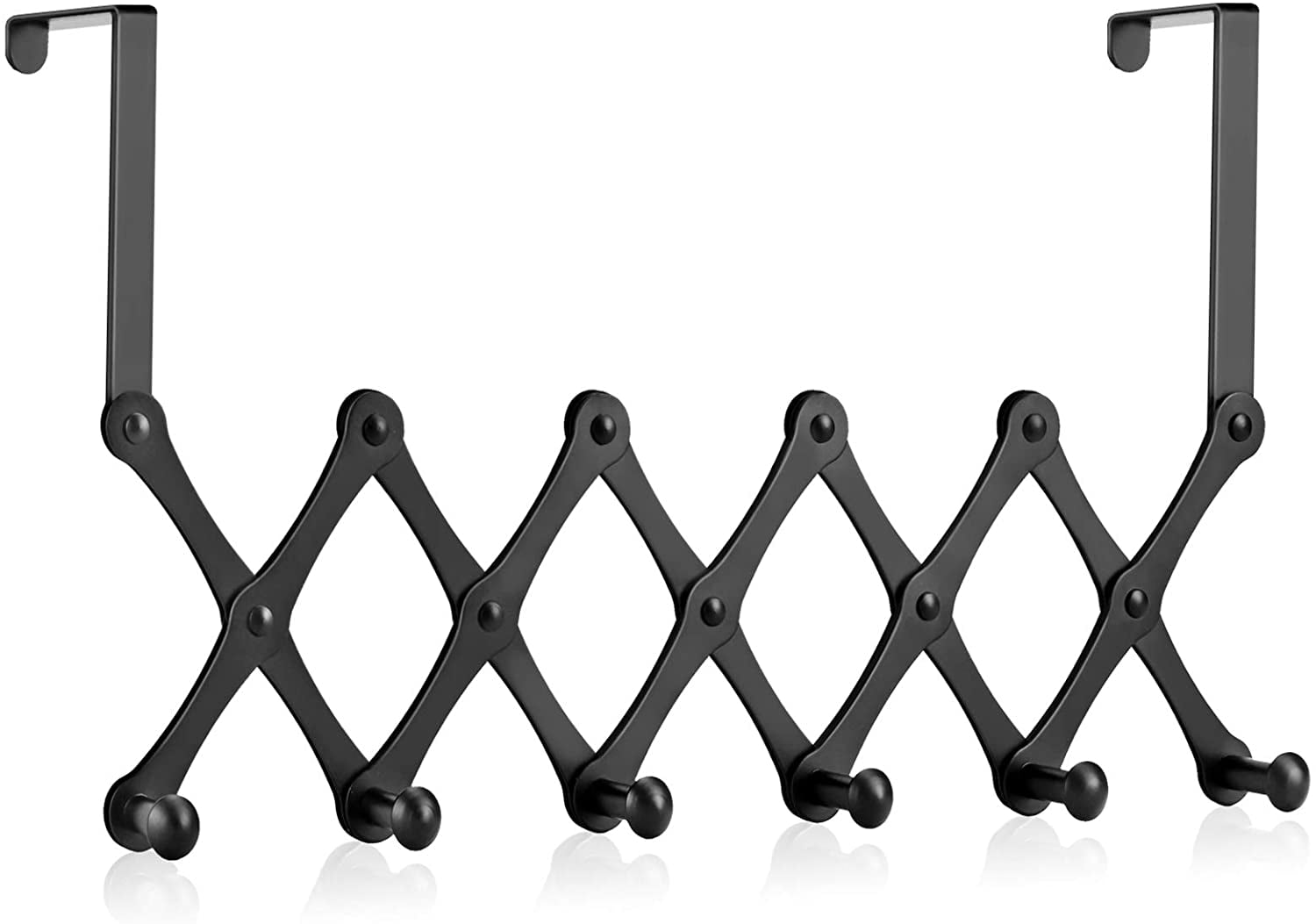 2 Pack Over The Door Double Hooks Hanger Metal and Crystal Design for Hanging Towel Coats Clothes Hats Bags Bathroom Black