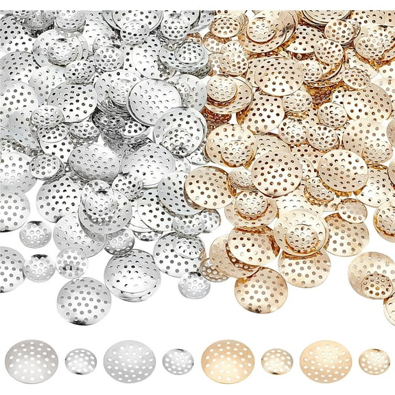 400 Pcs Brooch Base Pad Blank Brooch Sieve Findings Flat Round Disc Dangle Drop Earrings Making Supplies for Jewelry Making and DIY Decotation Accessories Metal Mixed Color