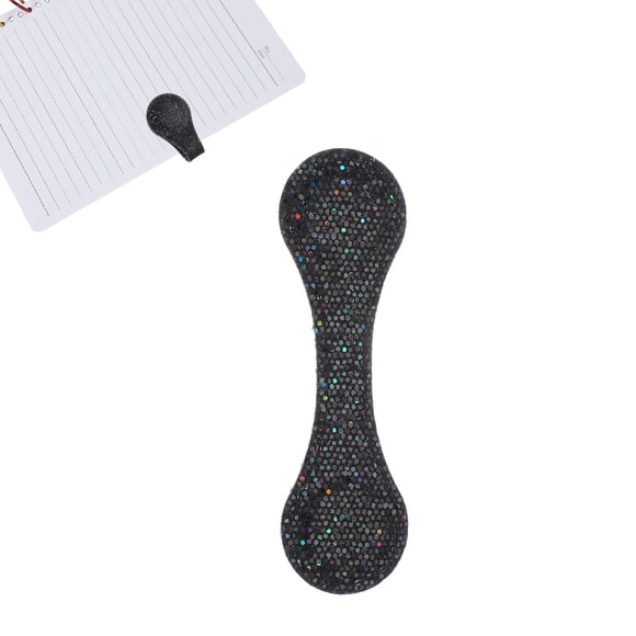 Marcador Magnético de Cuero Clip de Libro de Imán de Doble Cara Regalo para Amantes de los Libros (Negro con Lentejuelas)