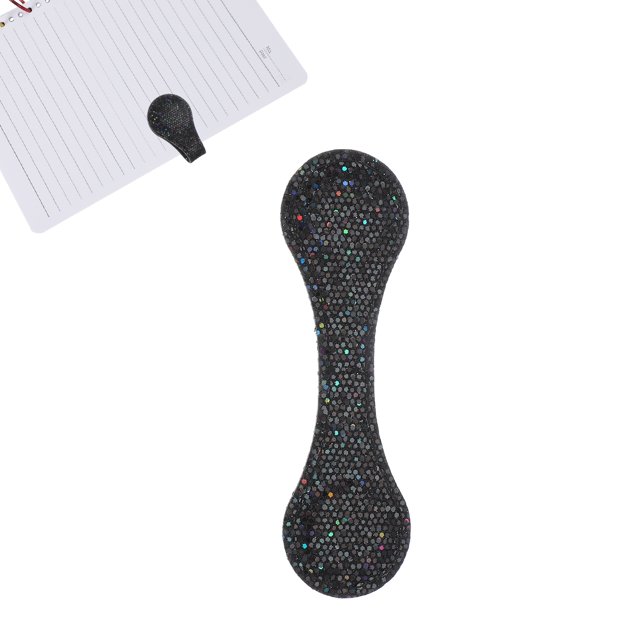 Marcador Magnético de Cuero Clip de Libro de Imán de Doble Cara Regalo para Amantes de los Libros (Negro con Lentejuelas)