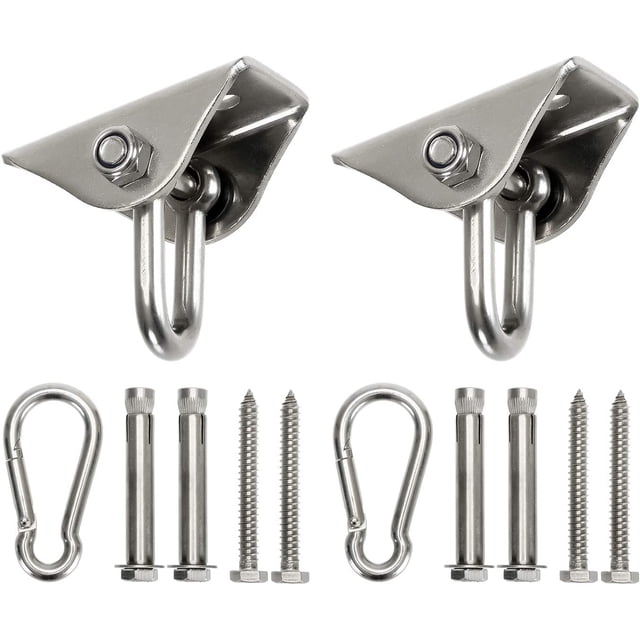 Juego de 2 perchas para columpios JanHm resistentes de 750 kg ganchos giratorios de acero inoxidable