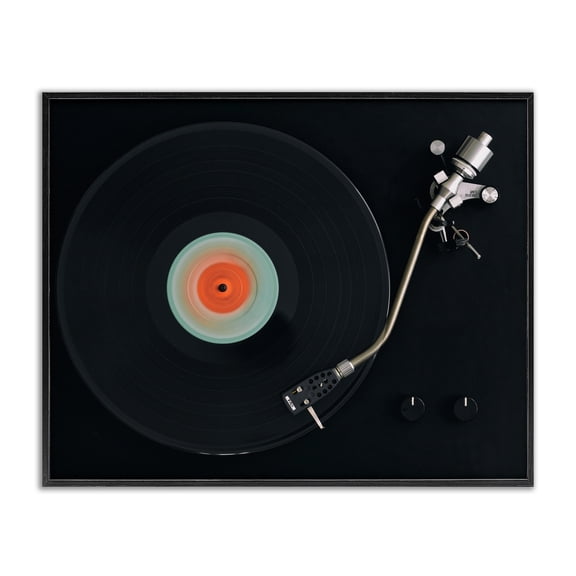 Stupell Industries Vintage Spinning Record Black Framed Giclee Art, design by Tom Quartermaine
