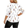 thumbnail image 2 of Plus Size Tops for Women Asymmetrical Square Neck with Button Detail Short Sleeve T-shirts Dressy Casual (XL, White-Feathers), 2 of 7