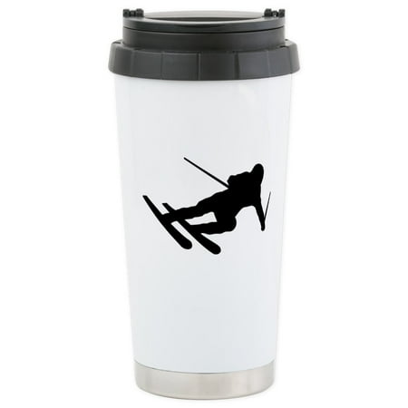 Downhill Ski Equipment - CafePress - Black Downhill Ski Skiing Stainless Steel Travel M - Stainless Steel Travel Mug, Insulated 16 oz. Coffee Tumbler