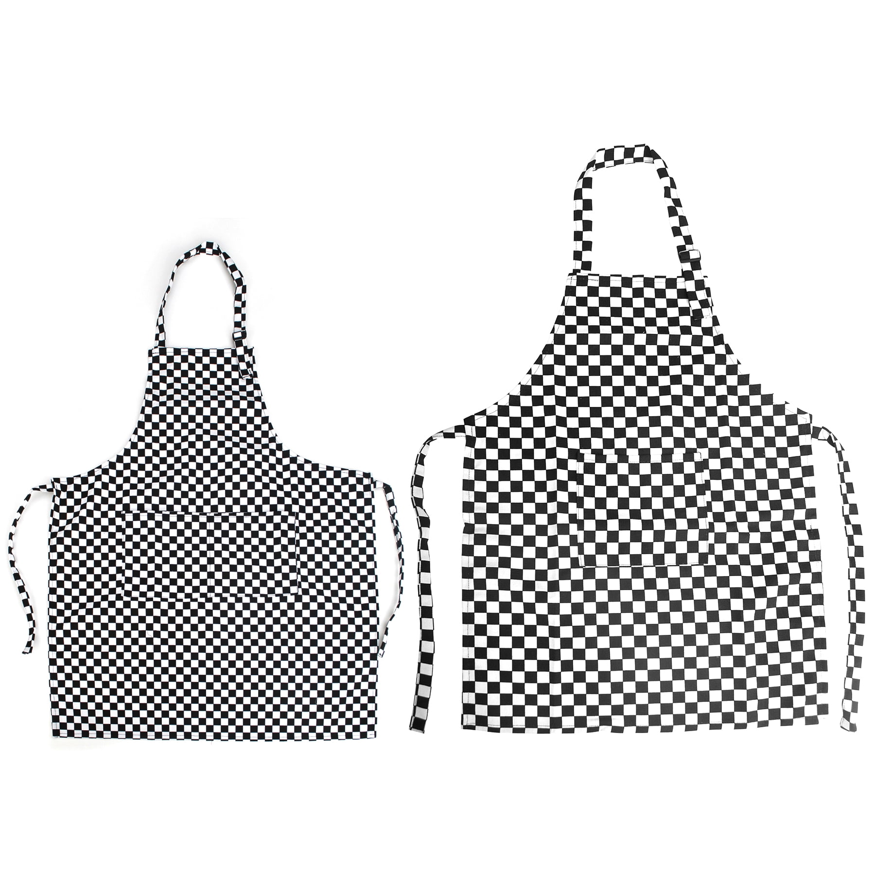 Opromo Cotton Canvas Parent-Child Apron Set-Shepherd Check-Kid XL/Adult XL