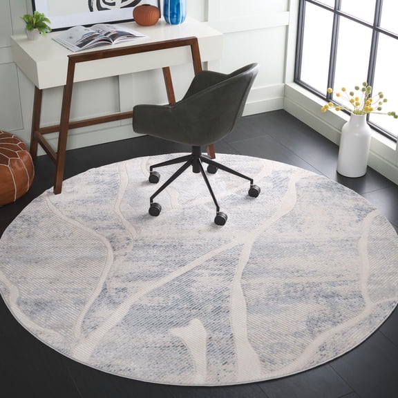 Safavieh Prestige Brynn Abstract Area Rug, Ivory/Blue, 6'7" x 6'7" Round