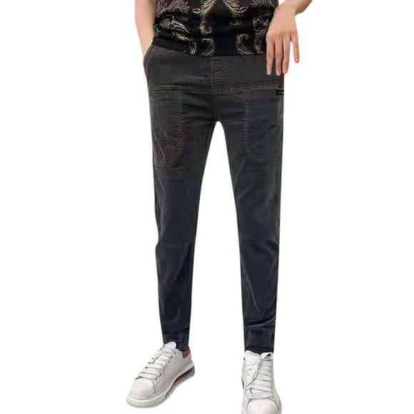 JHLZHS Pajama Pants Men Men's Corduroy Pants Elastic Waist Drawstring Sweatpants Vintage Cargo Sweatpants Fashion Loose Casual Long Trousers Streetwear with 6 Pockets Men's Suit Pants Romper Pants