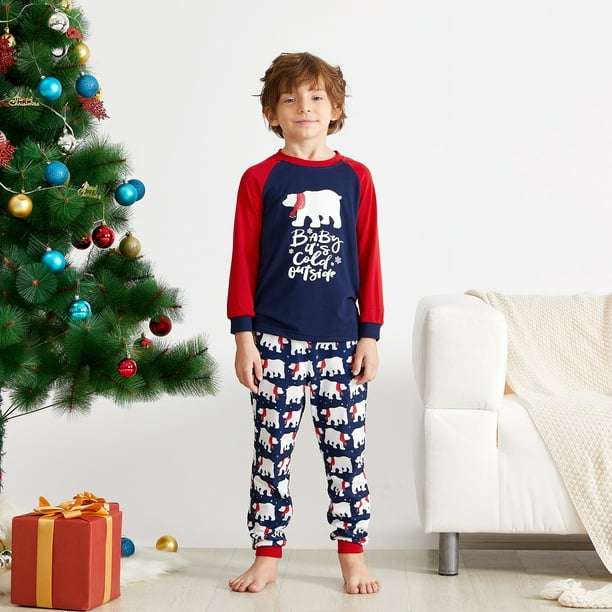 Organic Cotton Kids Christmas Family Two Piece Pajama Set Polar Bear Print  - Deux par Deux