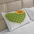 thumbnail image 2 of Cactus Knitted Quilt Pillowcover, Thorny Cacti in the Shape of Heart and Yellow Flower Opuntia Spikes, Standard King Size Pillow Cover for Bedroom, 30" x 20", Green Yellow Orange, by Ambesonne, 2 of 2