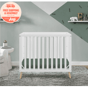 Delta Children Essex Convertible Mini Baby Crib with 2.75-Inch Mattress, Bianca White/Natural