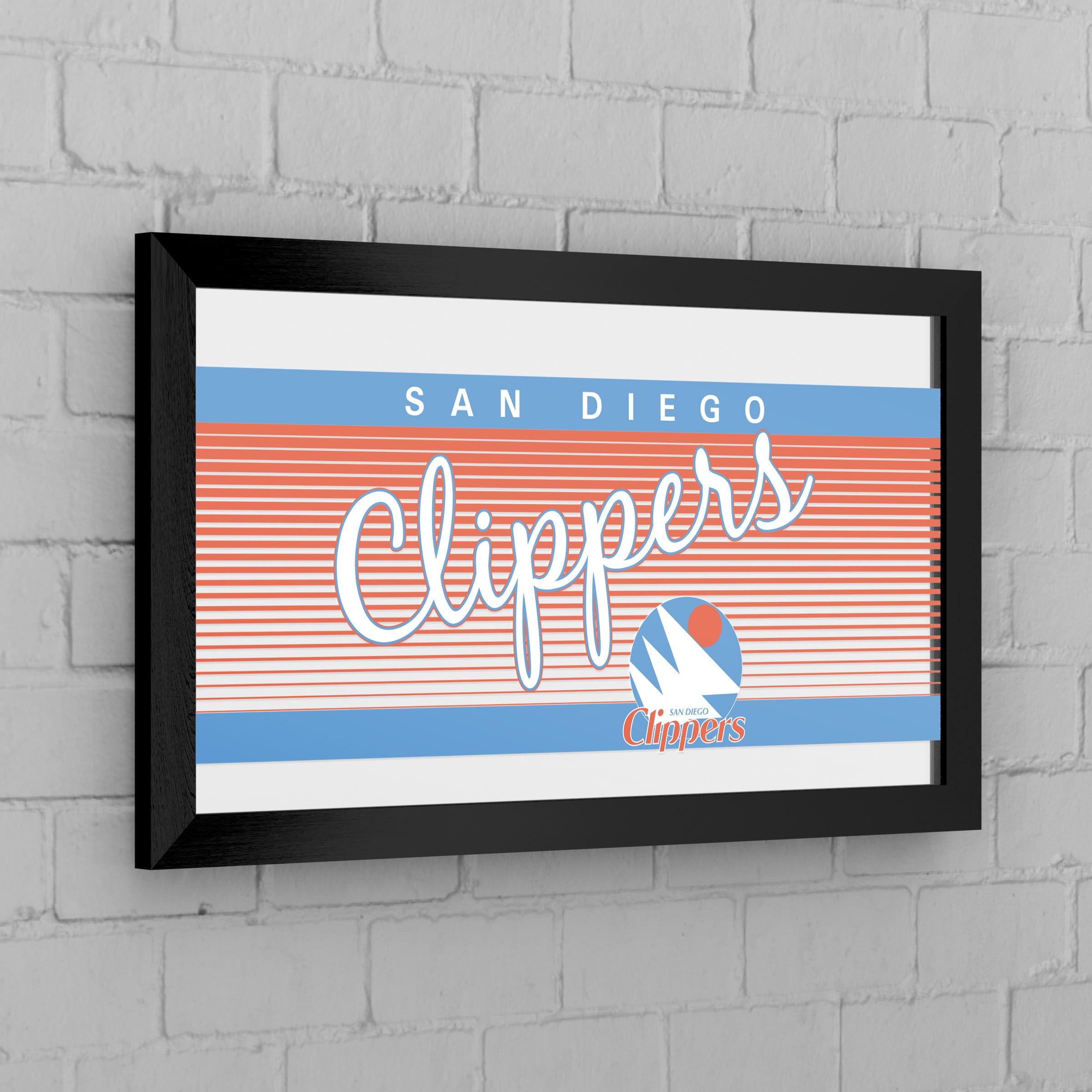 San Diego Clippers Hardwood Classics Ready-To-Hang Black Framed Wall Mirror