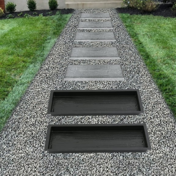 2 Pcs Walk Path Wooden Board Concrete Molds for Walkways for Patio, Lawn, Garden