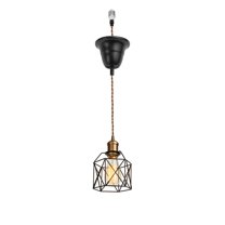 KAYYELAMP Black Metal Cage Shade Hanging Light E26 Copper Base Adjusted Cord Droplight Vintage Pendant Light for Kitchen Island Sink Home(No Bulb)