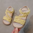 thumbnail image 4 of Sandales de Mode pour Filles avec Nœud Design Sangles Réglables pour Tout-Petits Enfants Décontractées Extérieur Printemps Été Automne, Couleur : Jaune, 2.5-3 Ans, 4 of 5