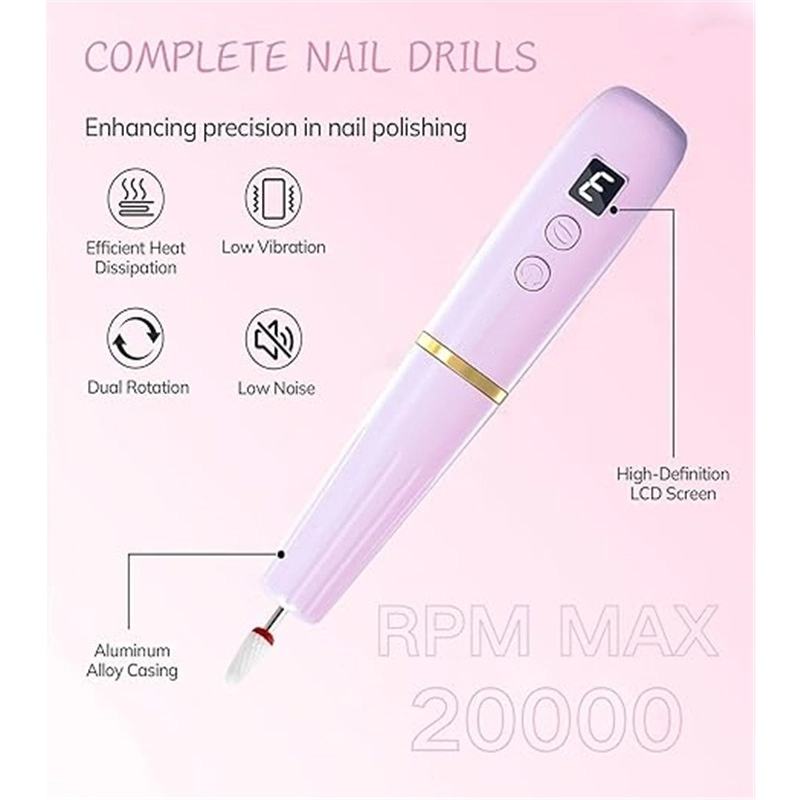 Electric Nail Drill Machine File Efile Set for Acrylic Gel Nails Portable Nail Drill Machine Kit Rechargeable Pedicure Tools for Hand Feet Manicure Pedicure Tools Polishing Set
