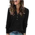 thumbnail image 2 of Delliss Tunic Shirts For Women Button V Neck Long Sleeve Top Fall Sweater S-2XL, 2 of 8