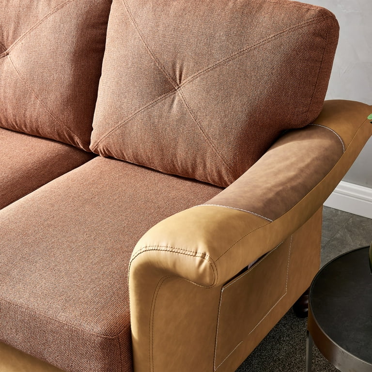 61''W Accent Loveseat Sofa with Removable Storage Boxes and Side