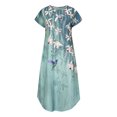 thumbnail image 3 of Patlollav Womens Clearance Dresses Summer Round Neck Floral Dress Short Sleeve Womens Clearance Pocket Long Dress, 3 of 6