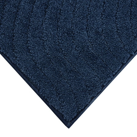 Mainstays Tufted Waves 2 Piece Bath Rug Set, Blue Cove, 17 x 24 & 20 x 30