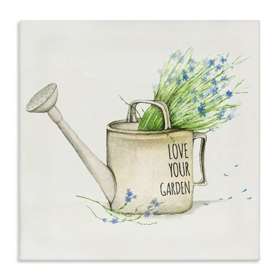 Stupell Industries Love Your Garden Phrase Plants & Flowers Painting Wrapped Canvas Art Print Wall Art, 17 x 17