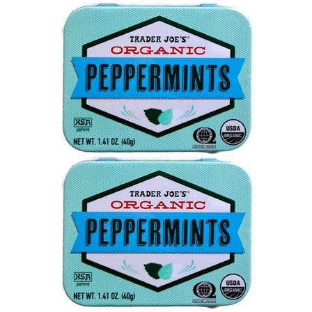 Trader Joe's Organic Peppermints, 1.41 oz Tin (Pack of 2)