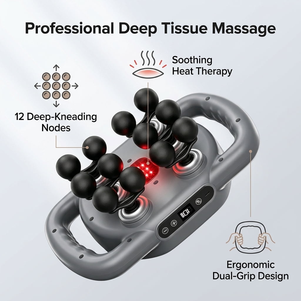 12-Head Deep Tissue Massage Gun | 9-Mode Quiet Muscle Pain Relief Tool