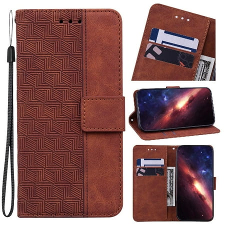 Case for Infinix Hot 20S Flip Folio Geometric Embossed Premium PU Leather Kickstand Feature Wallet Cover