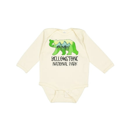 

Inktastic Yellowstone National Park- Mountains and Bear Shape Gift Baby Boy or Baby Girl Long Sleeve Bodysuit