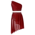 thumbnail image 6 of iiniim Girls Lyrical Dance Shiny Rhinestones Crop Top with Skirted Leotard 2-Piece Ballet Dance Outfits Burgundy 16, 6 of 7