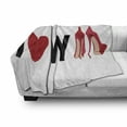 thumbnail image 3 of High Heels Soft Flannel Fleece Throw Blanket, I Love My Shoes Wording Heart and High Heels Shapes, Cozy Plush for Indoor and Outdoor Use, 50" x 70", Grey Dark Coral, by Ambesonne, 3 of 6