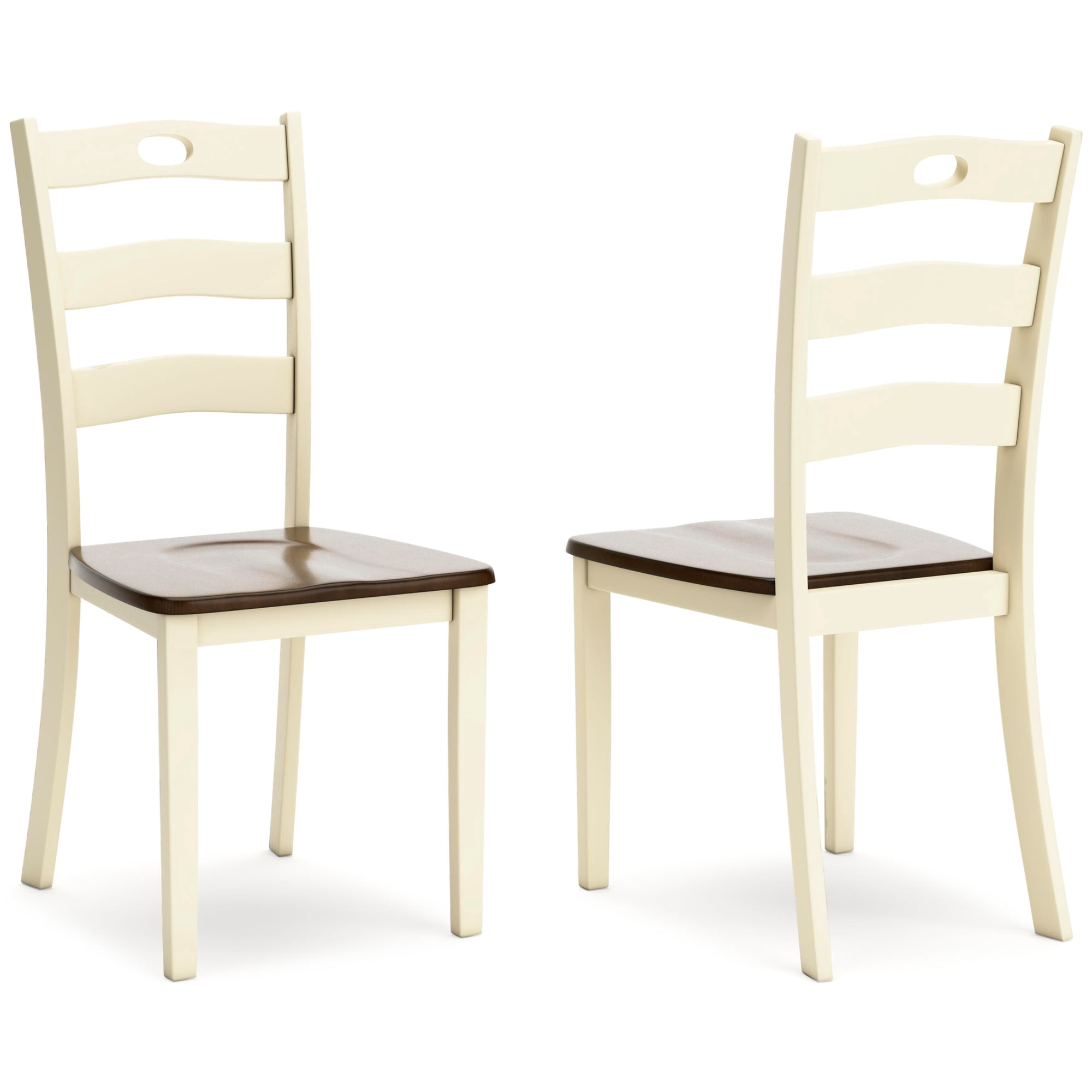 Signature Design by Ashley Woodanville Cottage Ladderback Dining Chair, Set of 2, Cream & Brown