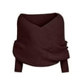 thumbnail image 4 of Cross V Neck Sweater Women Comfy Soft Knit Wrap Top Womens Casual Pullover Off Shoulder Going Out Blouses (Free Size, Coffee), 4 of 5