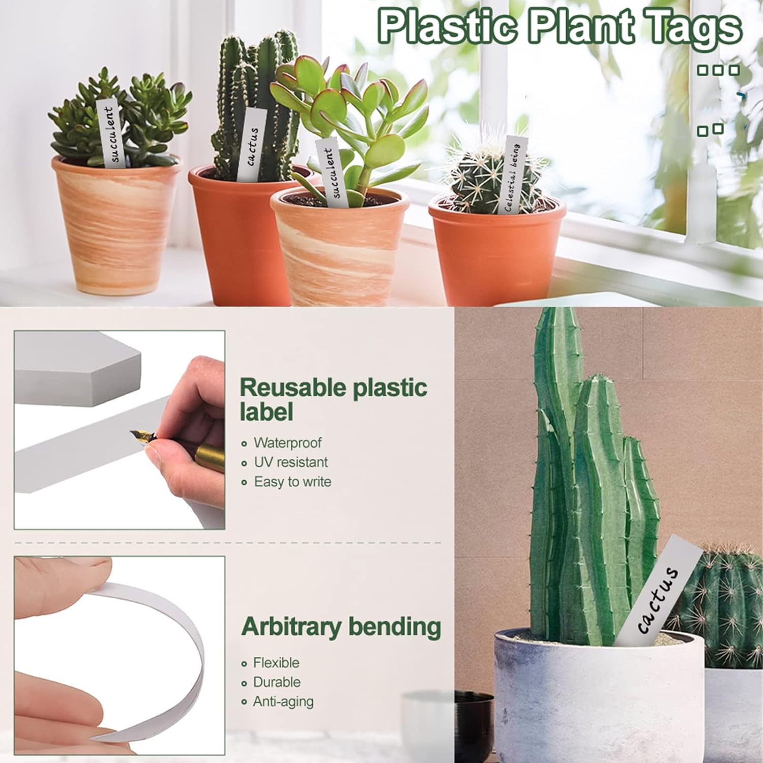 Plant Labels for Plant,Bexikou 500Pcs 4 Inch Plastic Plant Name Tags for Seedlings,Garden Labels Markers,Nursery Plant Tags,Seed Labels with Marking Pen,Plant Markers for Outdoor Garden