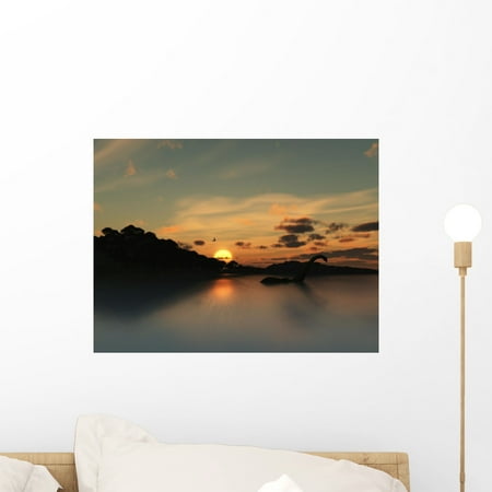 loch ness monster silhouette wall mural by wallmonkeys peel and