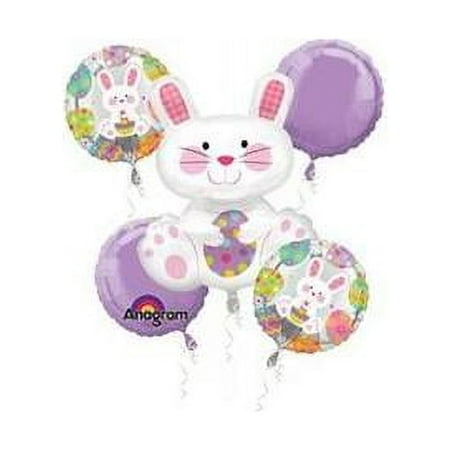 Anagram Easter Bunny Mylar Bouquet Decorations 5pc Balloon Pack