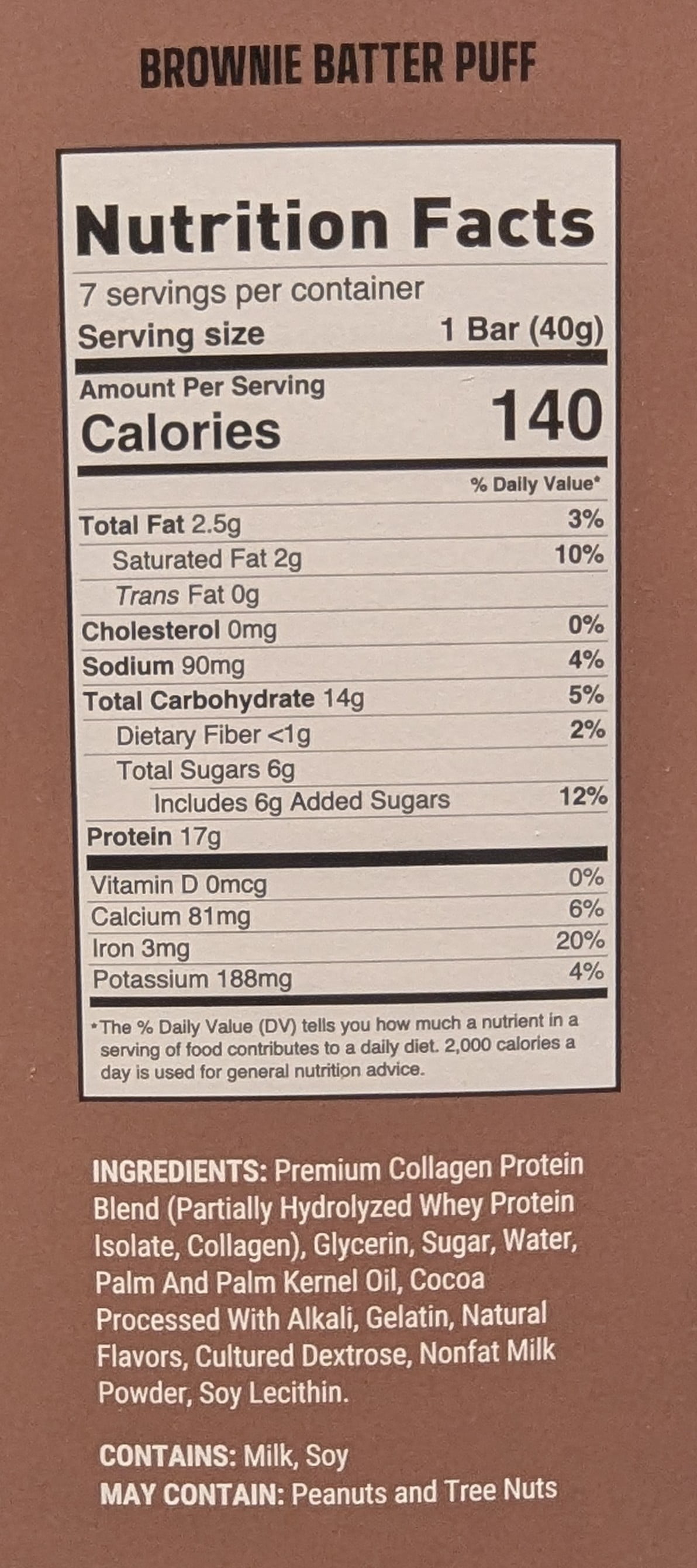 BUILT Bar, Puff Protein Bars, Brownie Batter and Coconut Puff, Dark Chocolate Coating, 17g Protein, Collagen, Gluten Free, 14 Count Variety Pack
