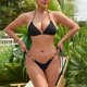 thumbnail image 5 of Traje de baño de 2 piezas para mujer, trajes de baño para mujer, bikini de diamantes de cristal para mujer, traje de baño de color liso con tiras y patchwork, conjunto de vacaciones con abertura, traj, 5 of 5