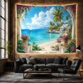 thumbnail image 5 of White Archway With Sailboat and Blue Shutter House, Serene Coastal Style for Beach Lovers, Tropical Wall Art, Housewarming Gift, Tapestry Wall Hanging for Bedroom and Living Room, 5 of 6