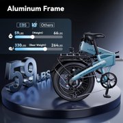Jasion EB6 Electric Bike for Adults, 1000W Peak Motor Folding Ebike with 48V Removable Built-in Battery, Up to 50 Miles, 20 Fat Tire Foldable Electric Bicycle, UL 2849