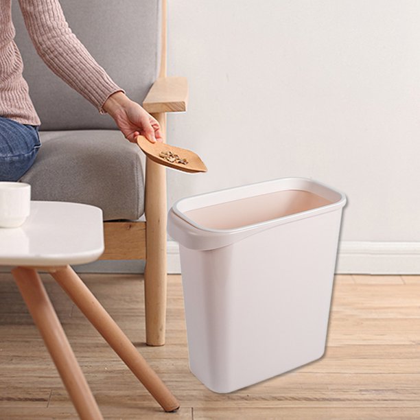 XWSHYW Cubo de Basura Papelera para El Hogar, Cesta para Inodoro, Cocina, Aro de Presión, Color Blanco, Sin Tapa.