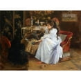 thumbnail image 2 of Romà Ribera 18x14 Black Ornate Wood Framed Double Matted Museum Art Print Titled - Evening (1894), 2 of 5