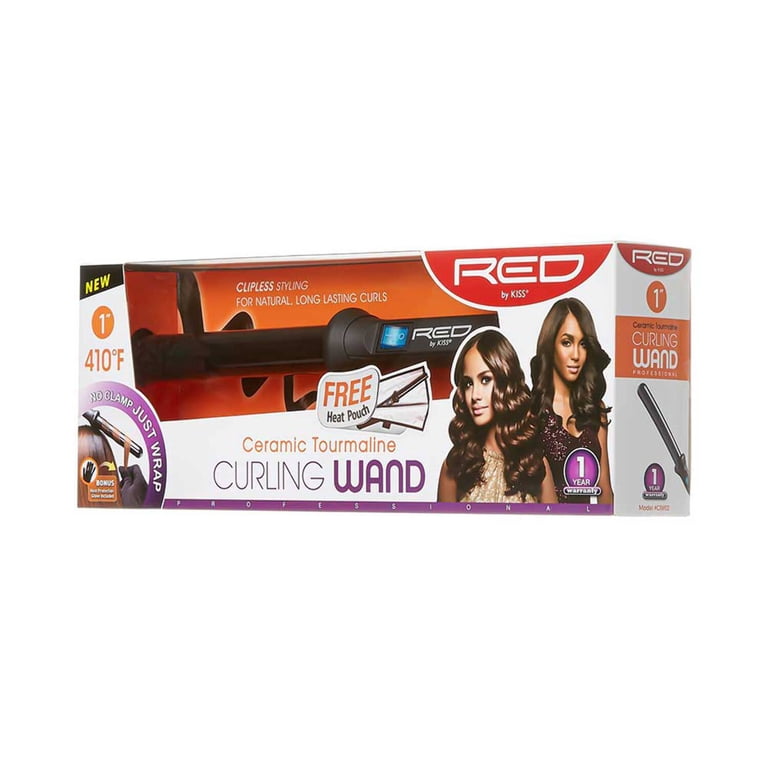 Red Tapered Hair Curling Wand - Women’s Hair Accessory Red by Kiss Tapered Curling Wand 3/4 main image 4