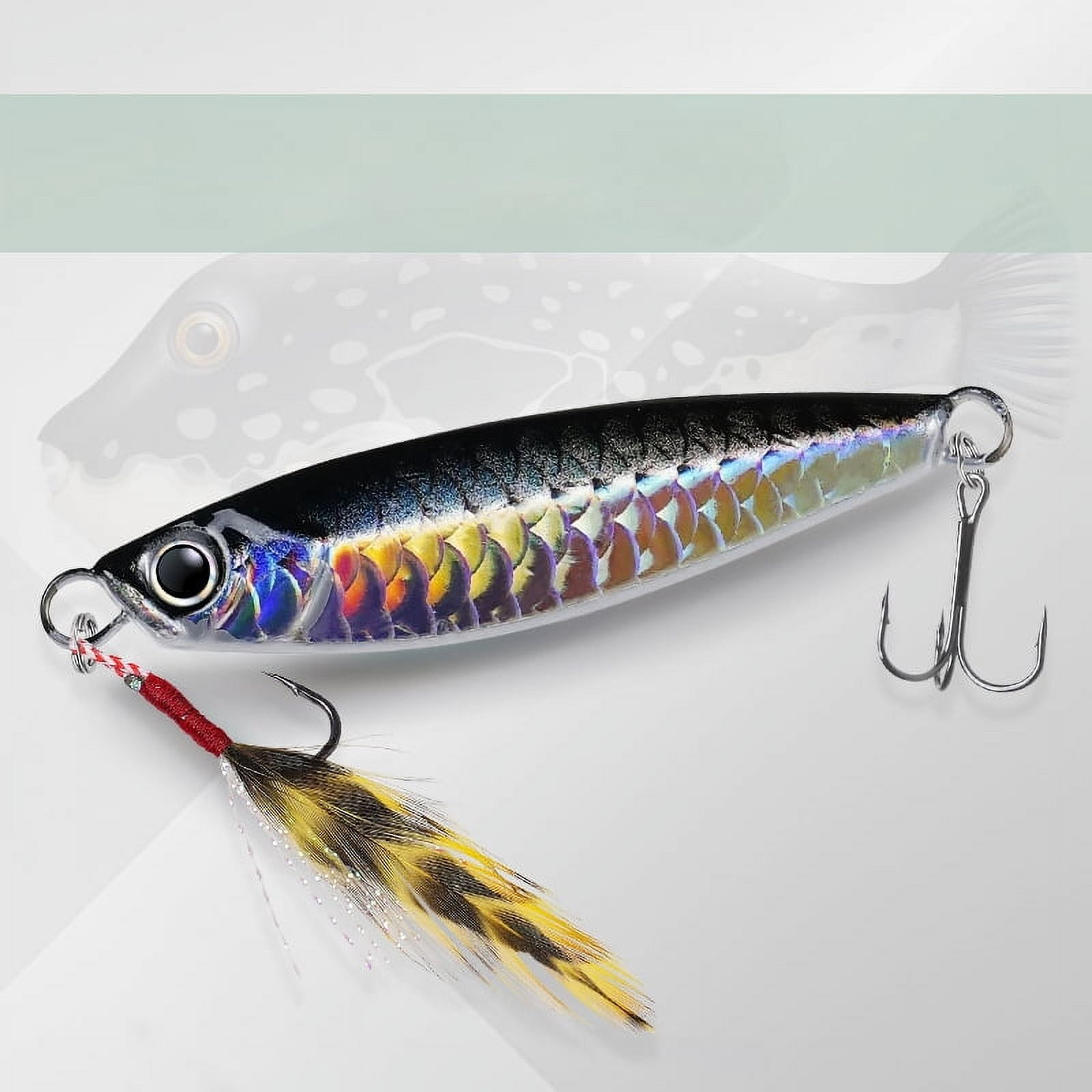 2PC Fishing Lures Jigs Iron Plate Fish Scale Pattern All Water Layer Blue Green White black Pink Red Baits