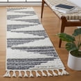 thumbnail image 2 of SAFAVIEH Moroccan Tassel Cainneach Geometric Shag Runner Rug, Dark Grey/Ivory, 2'3" x 8', 2 of 8