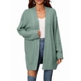 thumbnail image 2 of Womens Oversized Cardigan Sweaters Open Front Cable Knit Lantern Long Sleeve Chunky Outwear Coats Green L, 2 of 10
