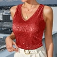 thumbnail image 2 of Bovemsi Camisole Tops for Women 2025 Spring Summer Border V Neck Loose Sequin Wear Inner Layering Women's Basic Tanks, 2 of 7
