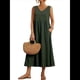thumbnail image 1 of Vestido de Verano para Mujer 2025, Sin Mangas, Cuello en V, Informal, Escalonado, con Bolsillos Verde Oliva 4XL, 1 of 7