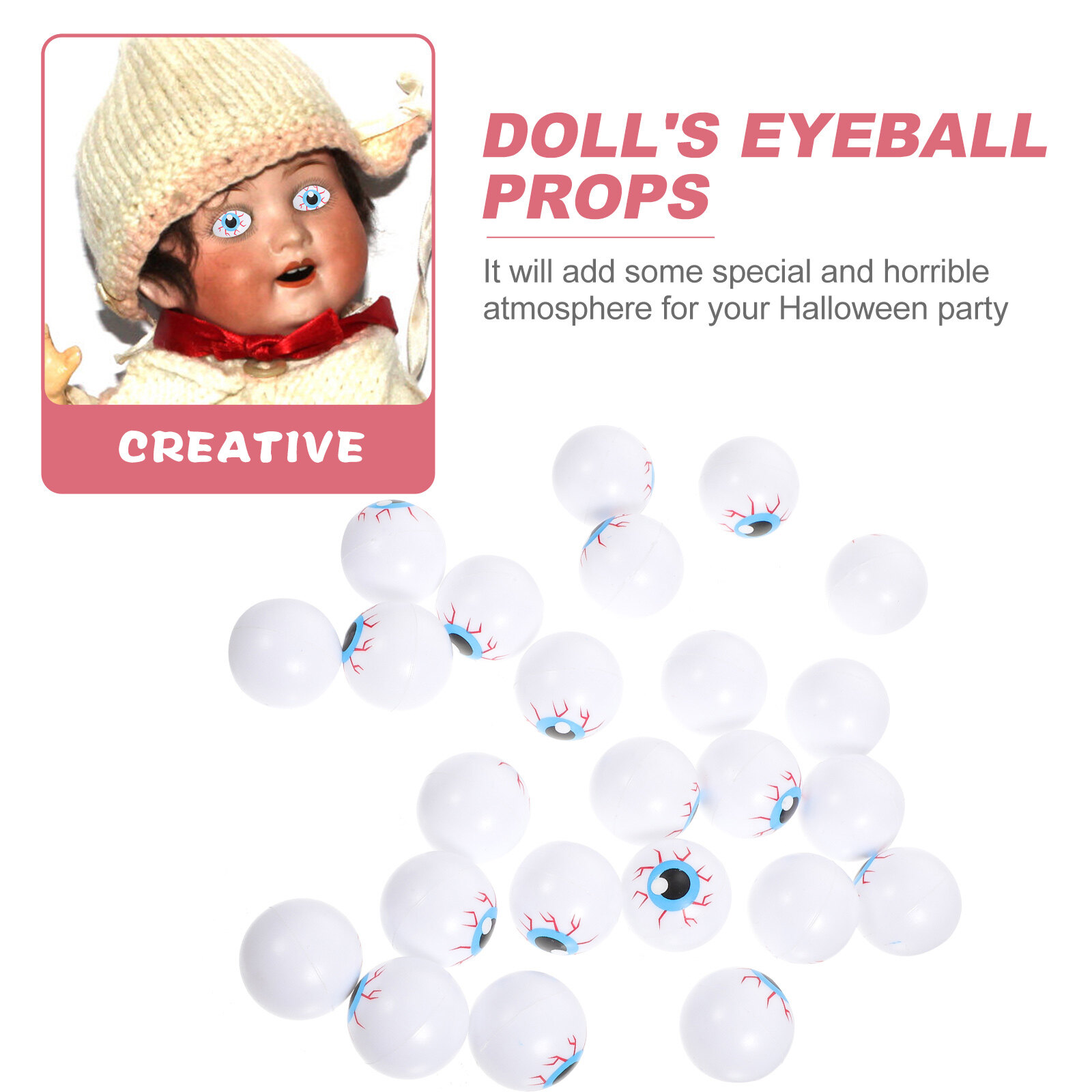 24pcs Halloween Eyeballs Plastic Scary Eyeballs Party Horror Eyeball